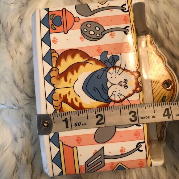 Vintage Artsy Lisa Berette Fat Orange Kitty Cat Recipe Card Holder Made in Japan - Picture 11 of 14